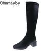 Модные дизайнерские сапоги до колена для женщин, модные элегантные длинные сапоги из мягкой кожи, женская обувь осень-зима
