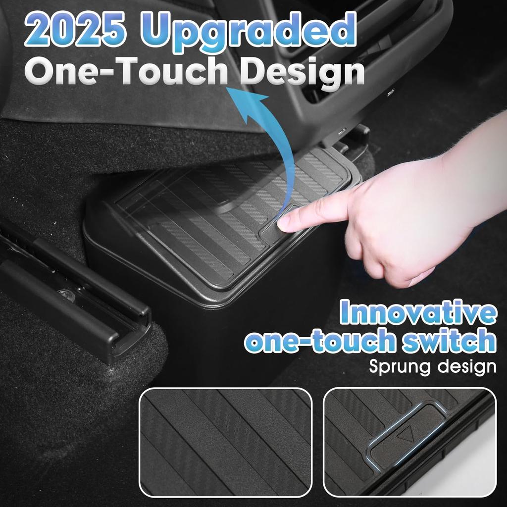 Shademax Rear Trash Can For Tesla Model Y Juniper 2026 2025 Center Console Organizer Backseat Storage Box Underseat Storage Tray Garbage Can Bin For