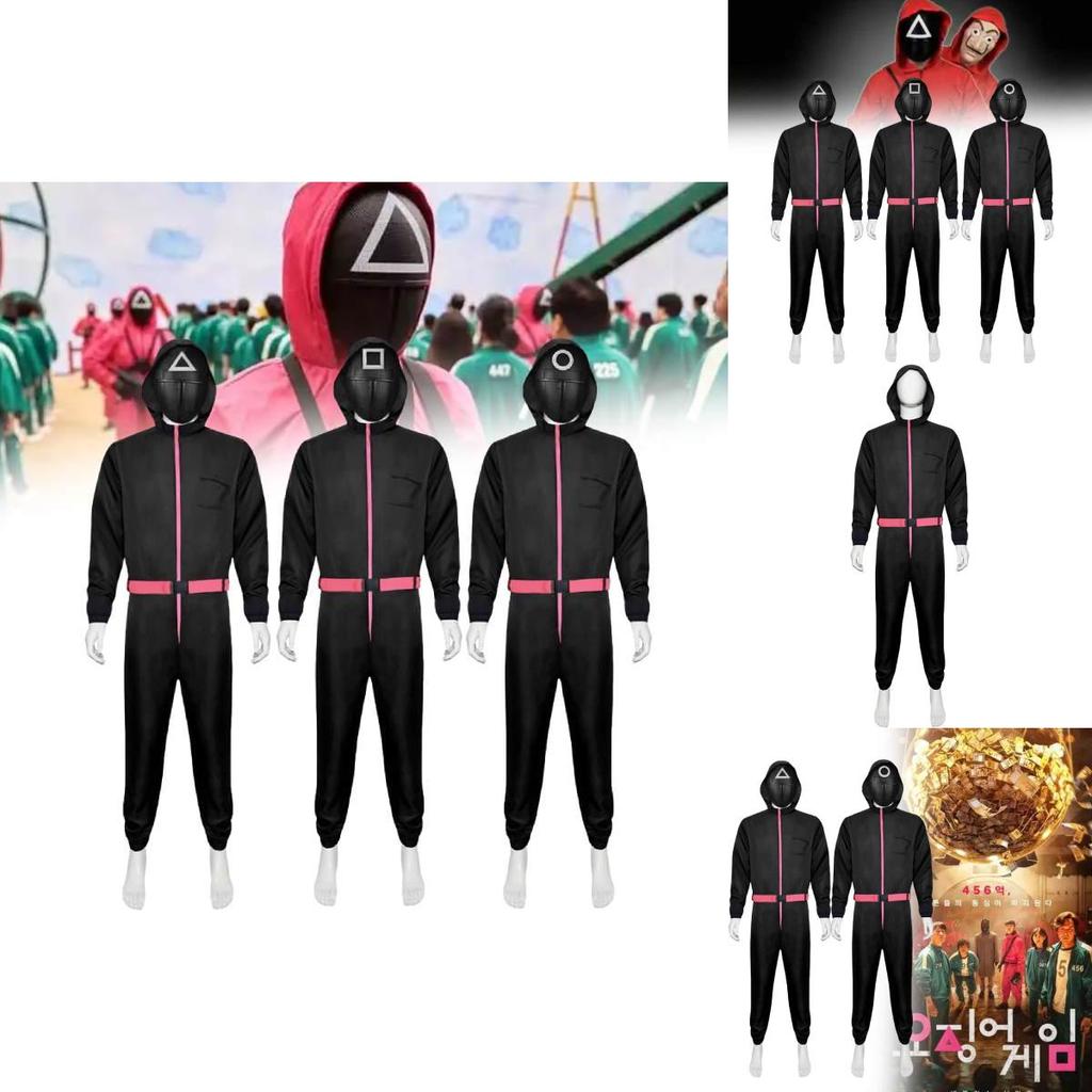 Squid Game Black Jumpsuit Cosplay Costume For Halloween Game Stage Performance