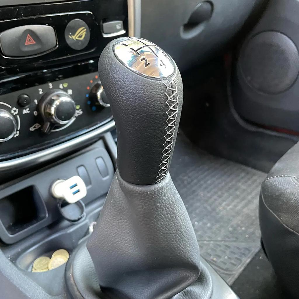 Механическая 5-ступенчатая + R для Renault Clio Logan Scenic MK2 Рычаг переключения передач Отделка кожаной рукояткой GearStick Ручка-ручка Headball Chrome