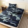 3pcs Vintage Military Camouflage Print Fitted Sheet Set,Ideal For Bedroom And Guest Room, Mattress Protector, Bedding