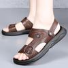Летние сандалии высокого качества Мужские новые летние пляжные туфли двойного назначения Нескользящие кожаные шлепанцы Уличные водонепроницаемые пляжные туфли
