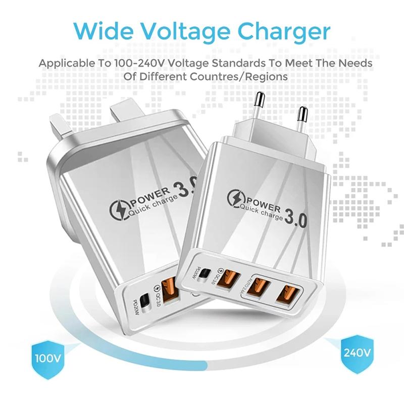 48 Вт USB зарядное устройство QC 3.0 Type C PD быстрая зарядка для iPhone 12 13 Max Samsung S21 Xiaomi мобильный телефон EU/US вилка настенное зарядное устройство