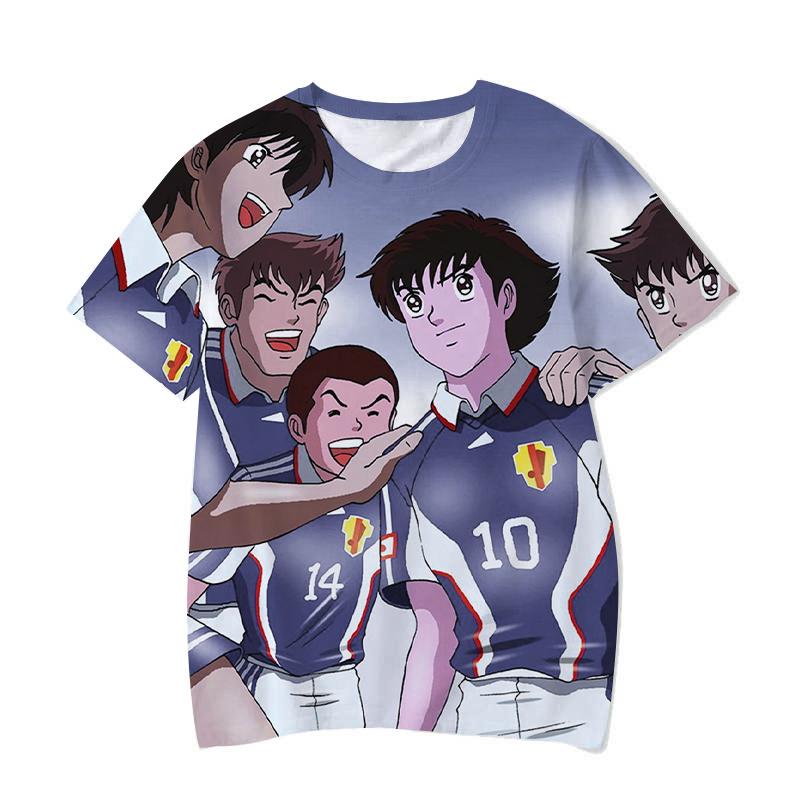 Футболки с героями аниме «Капитан Цубаса» с 3D принтом, уличная одежда для мальчиков и девочек, повседневная модная футболка большого размера с круглым вырезом, детские футболки, одежда