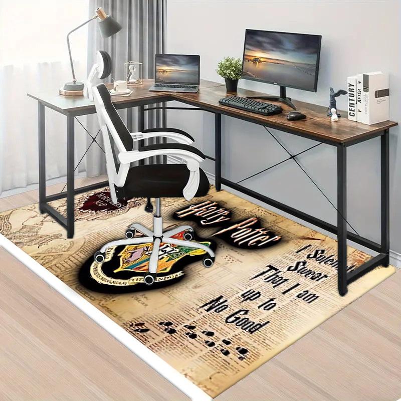 1pc Office Carpet Chair Mats Harry Potter Marauder's Map Hogwarts Crest Perfect for Office Chairs, Living Rooms, Or Bedrooms,Polyester Carpet.HDT198