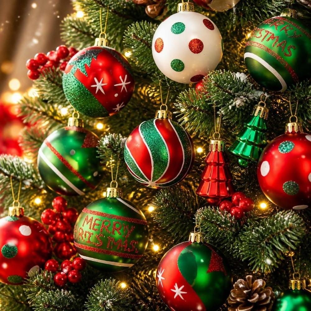 42Pcs/Set Creative Christmas Tree Balls Shiny Xmas Baubles Durable Christmas Ball Showcase