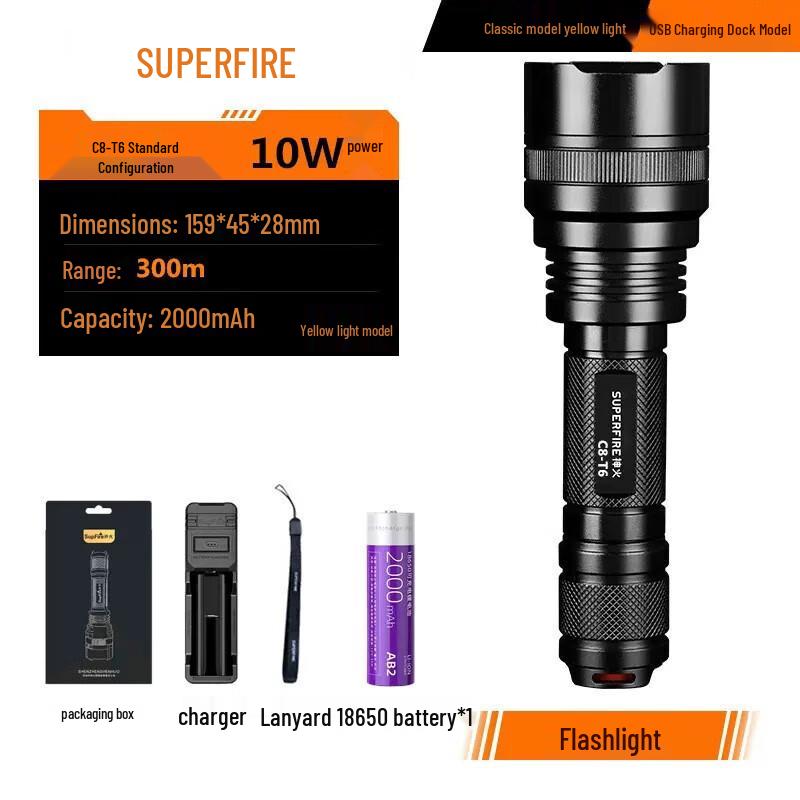 SupFire Перезаряжаемый светодиодный фонарик C8-T6