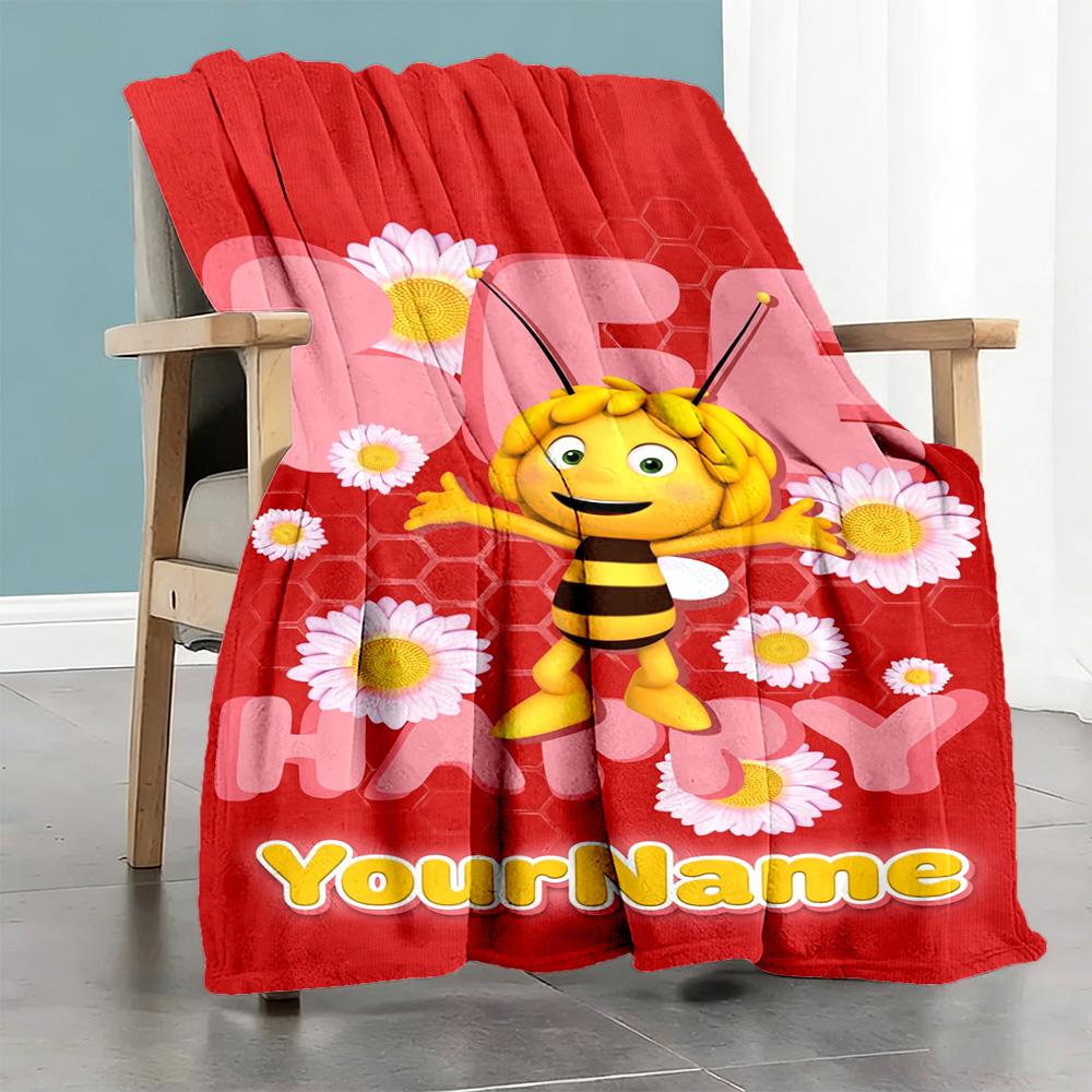 Biene Maja Personalized Name Blanket Lightweight Personalized Blanket Ultra-Soft Suitable for Livingroom Seaside Office Chair Chair All-Season Use