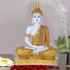 Статуя сидящего Будды из полирезины, экспонат для домашнего декора, украшения, подарка, подарочных товаров 1 фото (Белый Золотой)