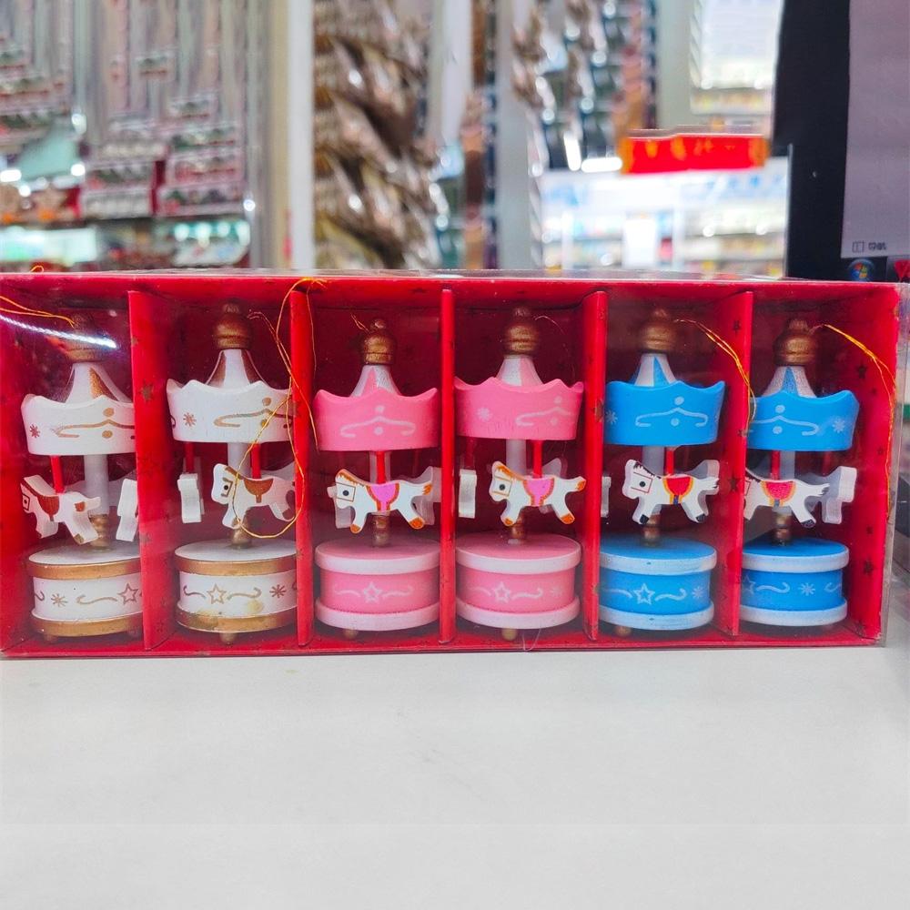 Деревянные подвесные украшения ручной работы, простые в сборке поделки, создающие атмосферу рождественского украшения, мини-деревянная карусель