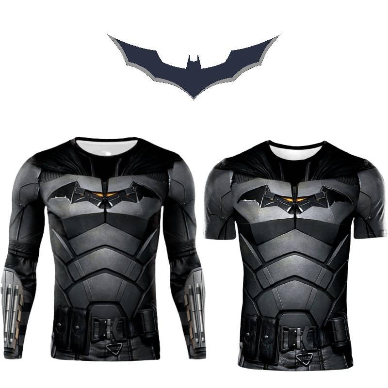Durable Black Polyester Batman Cosplay Tee For Sports And Fitness