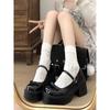Retro French Thick Heel Thick Sole Black Small Leather Shoes Women's Summer 2024 New with Skirt Shallow Mouth Mary Jane Women's Shoes