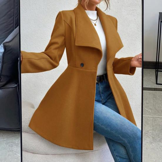 Женское пальто средней длины, куртка, ветрозащитное пальто с воротником-лацканами для женщин, теплая стильная верхняя одежда на весну и осень