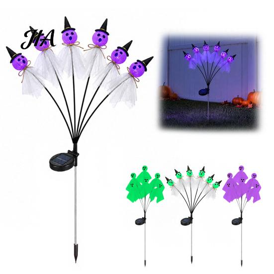 Solar Powered Halloween Ghost Lights Swaying Outdoor Decorations, Stake Light, 6 LEDs Festive Lawn Ornaments for Parties Pathway Lights, Waterproof