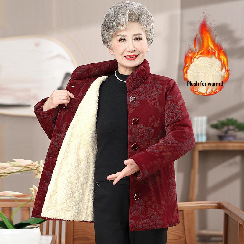 Женская зимняя хлопковая куртка на флисовой подкладке для женщин 70-80 лет