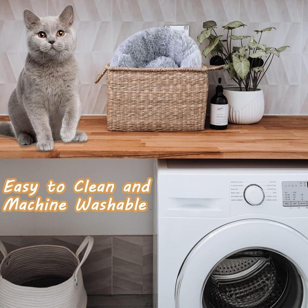 Лежанки для кошек для домашних кошек, 15,7/20/24 дюйма лежанка для собак для маленьких средних больших собак, моющаяся круглая лежанка для щенков и котят с нескользящим дном