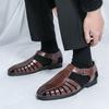 Brand's New Men's Summer Oversized Breathable Sandals Retro Pointed Men's Trend Hollowed Out Comfortable Leather Shoes