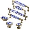Ceramic 1Pcs Blue And White Fashion Antique Furniture Dresser Cabinet Handles Drawer Knobs Door Handle Pull Handles