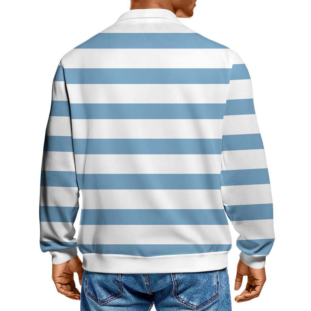 Мужская повседневная модная трикотажная рубашка с длинным рукавом и принтом на лацкане