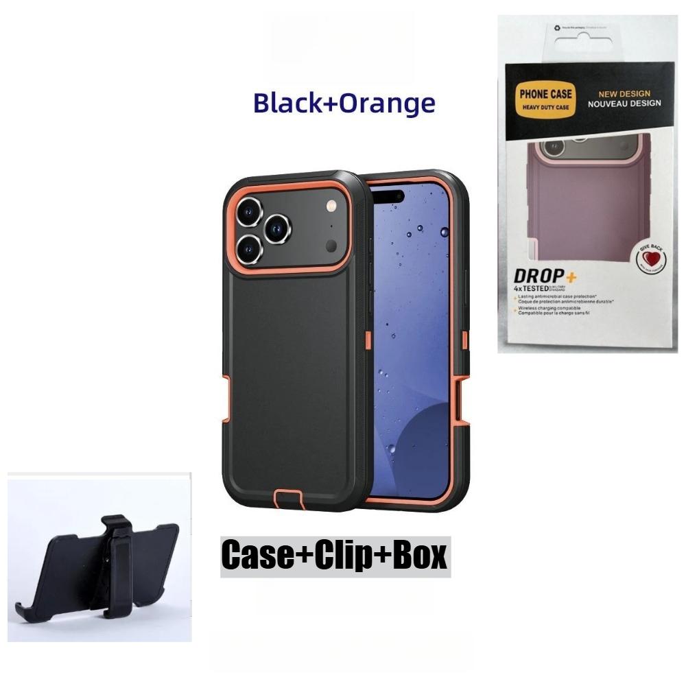 Бизнес-военный класс Защитник с коробкой Чехол для iPhone Air 17 16 15 14 13 12 Pro Max Ott Armor Box Пылезащитный Ударопрочный Защитный Чехол Зажим для ремня