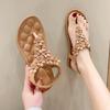 Spring and Summer Beach Flower Decoration Solid Color Flat Sandals Tide
