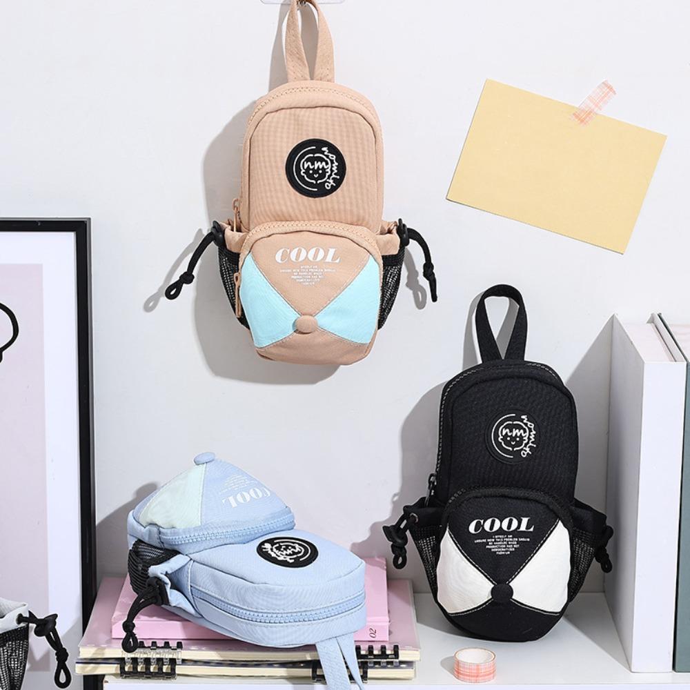 Canvas Cartoon Pen Pouch Backpack Shape Makeup Storage Bag Funny Pencile Case Office Supplies