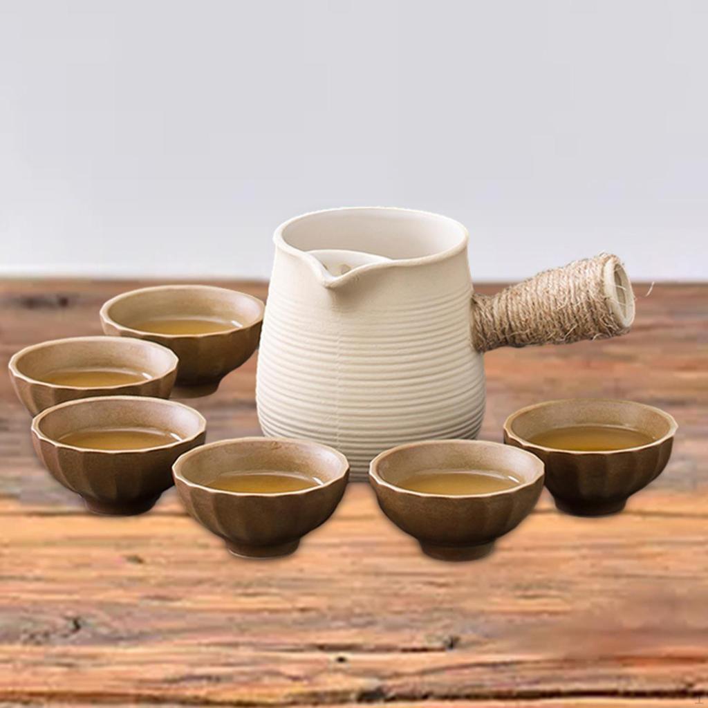 500ml Ceramic Teapot And 6 Cups Loose Leaf Tea Infuser Maker with Anti-scald Handle for
