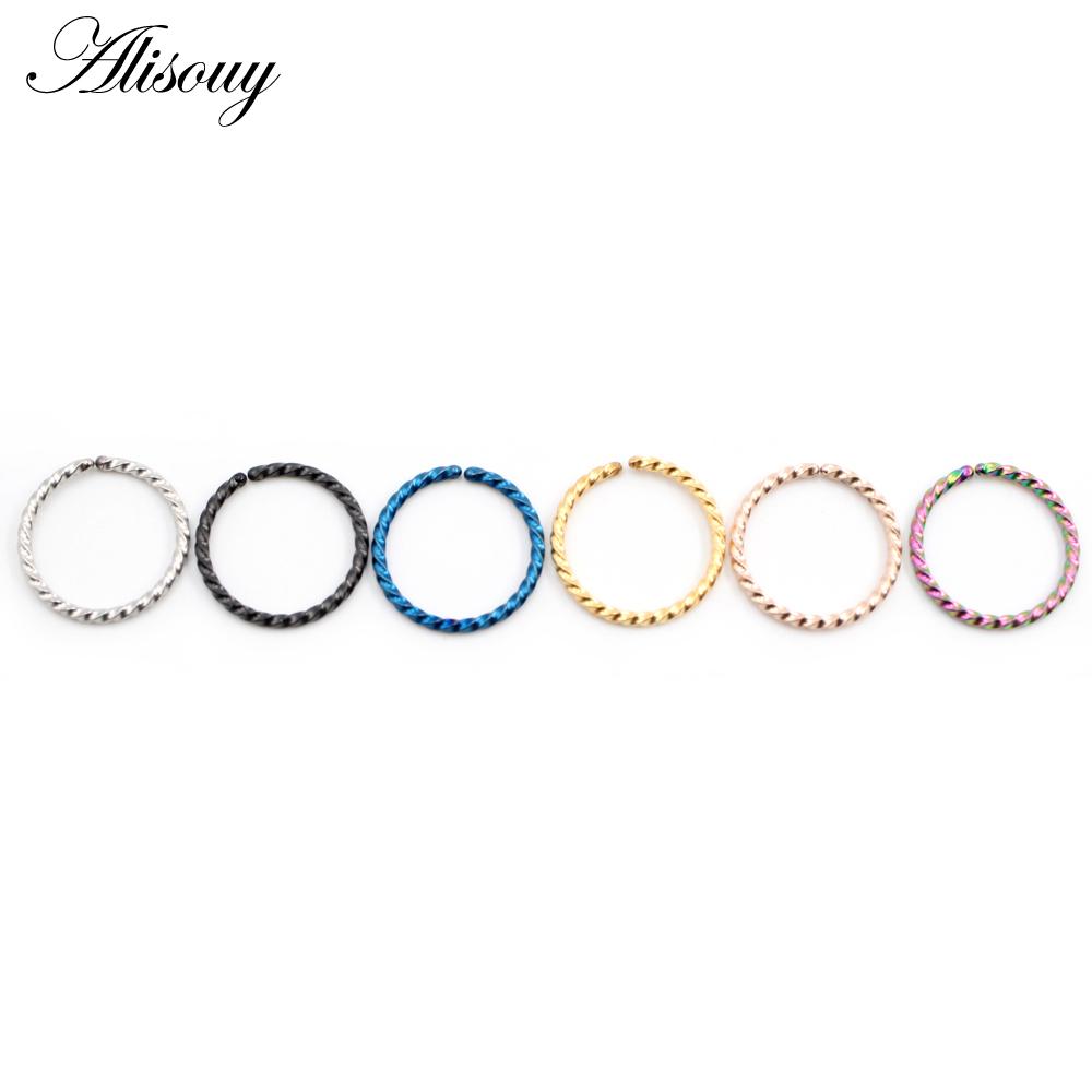 Alisouy 1 шт. 0,8/1/1,2/1,6 мм тонкое носовое кольцо септум глик ноздря лабрет пирсинг губы хрящ клипса из нержавеющей стали серьги-кольца