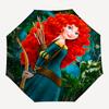 Disney Merida,Brave,Forest Manual Opening and Closing Umbrella, 8-Rib Reinforced Folding Design, Lightweight