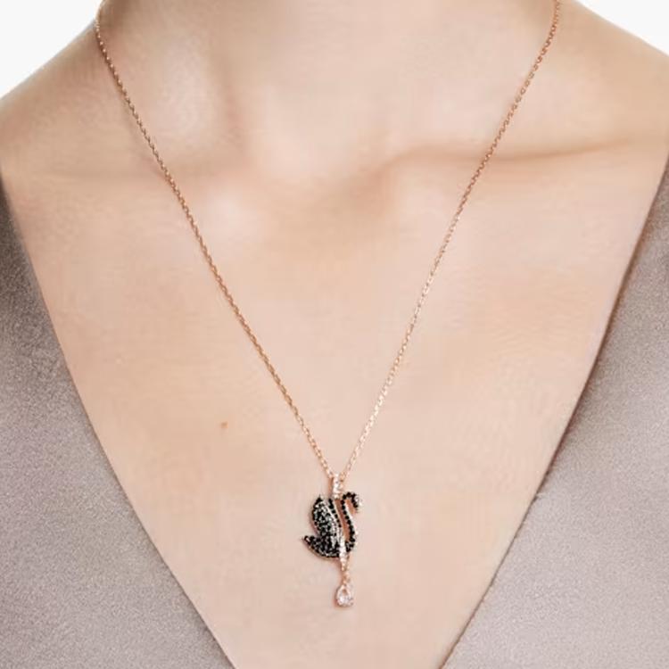 Swarovski Ожерелье Черный Лебедь Женское ожерелье Розовое Золото 5678045