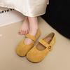 French Retro Shallow Mouth Single Shoes Women's 2025 Spring Gentle Fairy Wind Soft Sole Yellow Flat Mary Jane Single Shoes