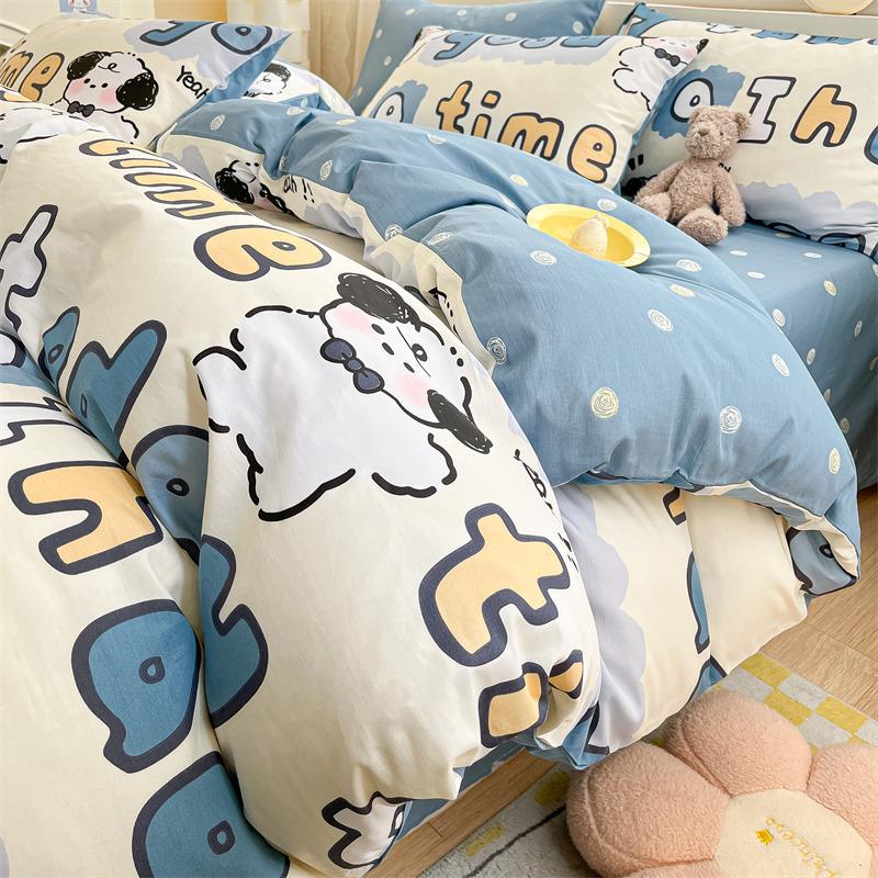 Комплект постельного белья из четырех предметов, пододеяльник из чистого хлопка с цветочным рисунком, простыня для спальни из трех предметов