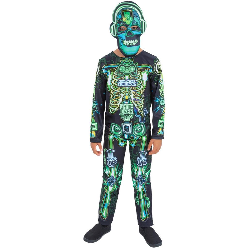 Smiffys Childrens/Kids Skeleton Gamer Glow In The Dark Costume Set