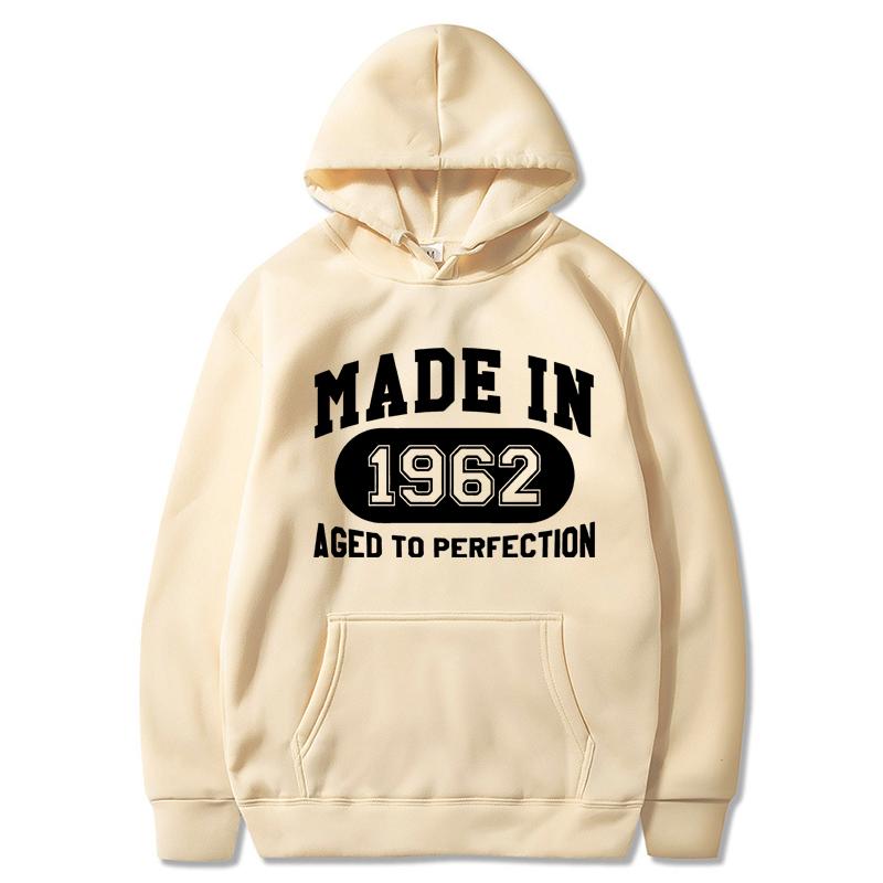 Madein 1962 Женские толстовки с капюшоном Мужские толстовки с капюшоном в стиле «Письмо» Уличная мода Свободная флисовая толстовка Мужская толстовка с капюшоном