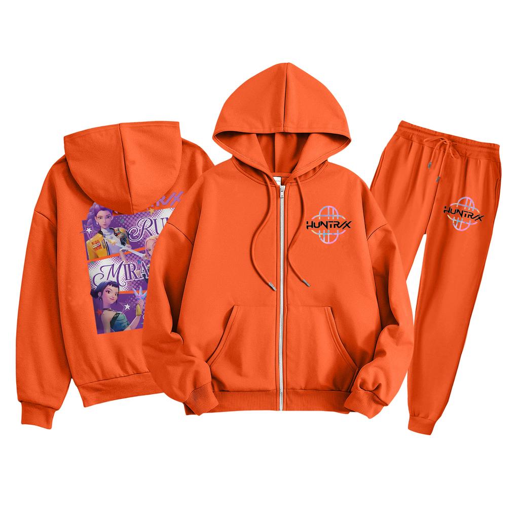 Детская мода Толстовка с капюшоном на молнии с длинными рукавами и спортивные штаны Однотонный комплект толстовки с карманами