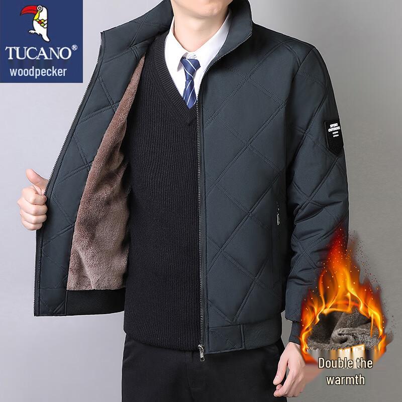 Tucano Men's Stand Collar Lamb Fleece Lined Padded Jacket