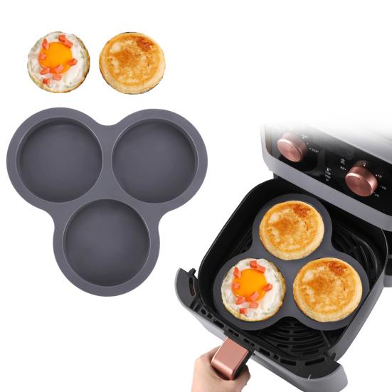 Silicone Cake Mold for Air Fryer 3 Cup Jumbo Round Muffin Top Pans BPA-Free Omelette Baking Mold for Egg Cakes Muffins Tarts Pancakes