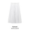 2025 Spring Women's European & American Style Pleated Midi Skirt with Strap Detail