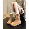Fashion Women's Fashion Thick Heels Ankle Boots Soft Sole Pleated Ankle Boots Western Boots Woman Autumn Slip On Pile Short Botas Mujer