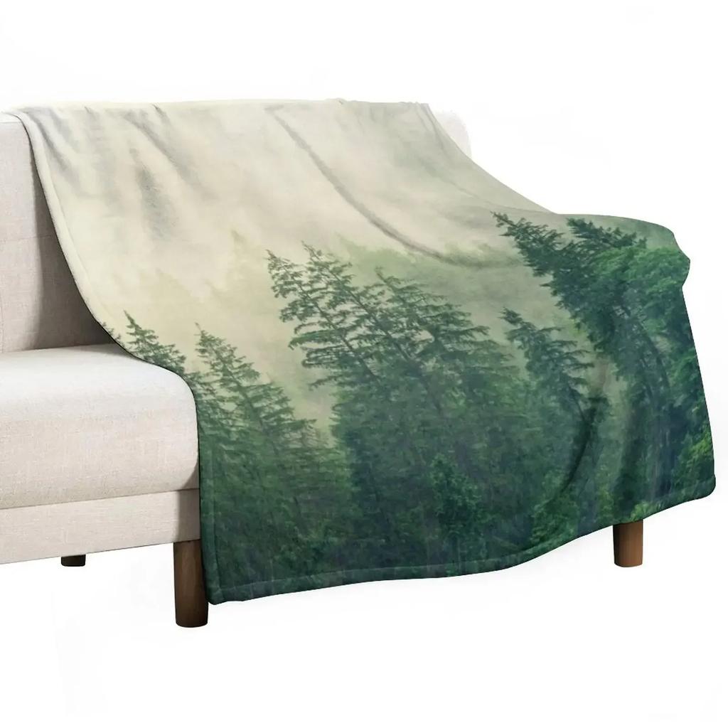 MISTY FOREST Throw Blanket Thins Blankets For Sofas Bed for sofa Blankets Sofas Of Decoration Retros Blankets