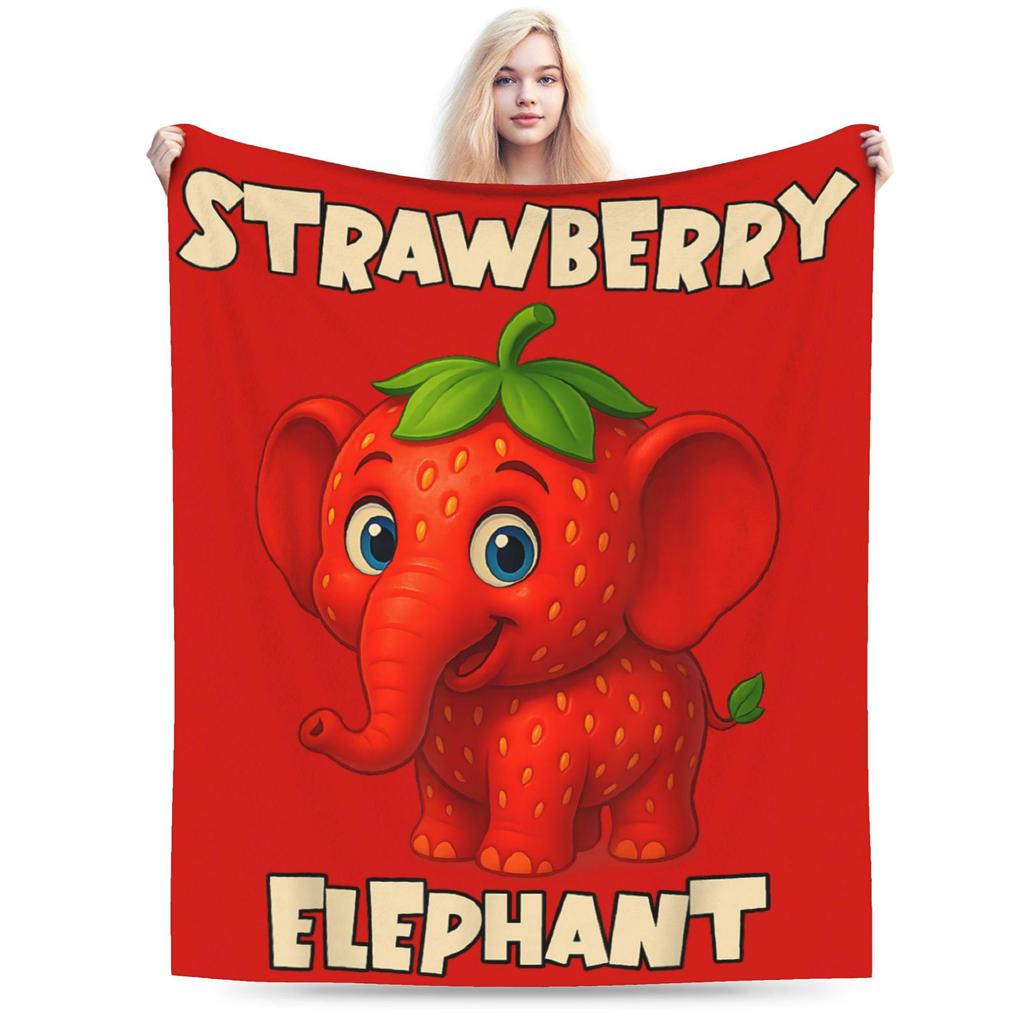 Strawberry Elephant Funny Italian Brainrot Gaming Meme Blankets Quality Super Soft Bedding Throws Winter Picnic Couch Bed