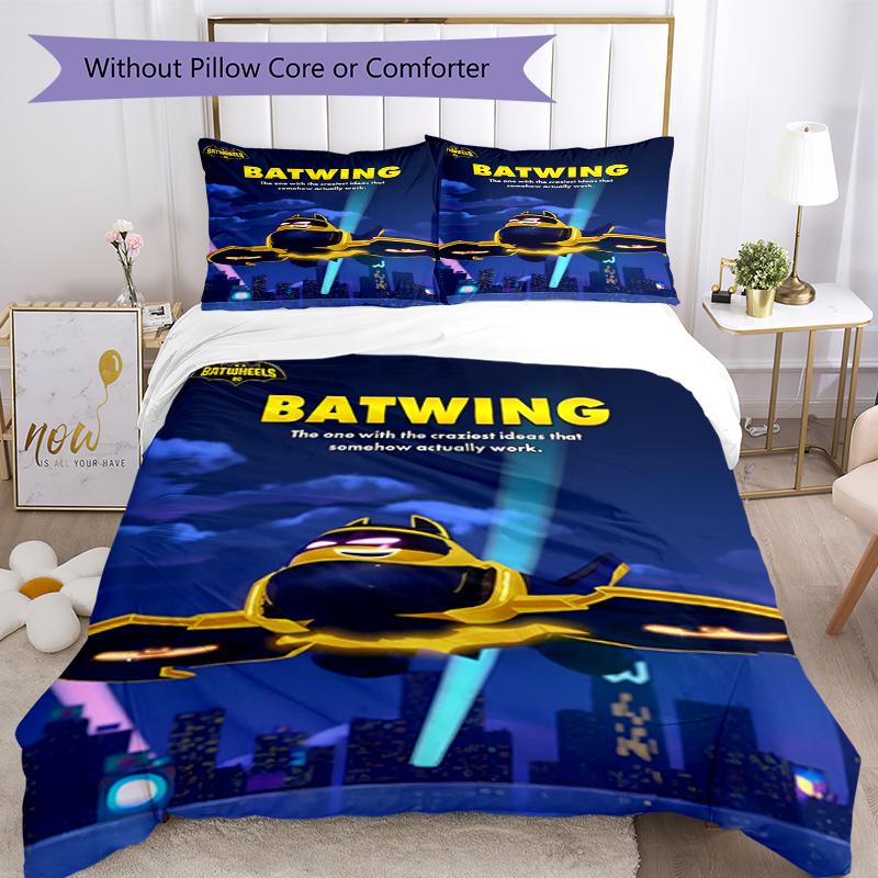3pcs Batwheels Bedding Set Duvet Cover Closure Includes 1 Duvet Cover & 2 Pillowcases, Soft and Comfortable for All Seasons.