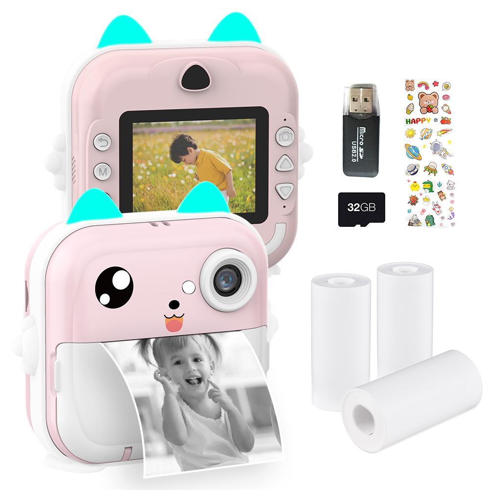 Портативная детская детская камера с мгновенной термопечатью, цифровая камера с экраном 2,4 дюйма, фотоселфи HD