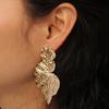 Metal Leaf Earrings With Gold Coating And Bold Design For Holidays And Events