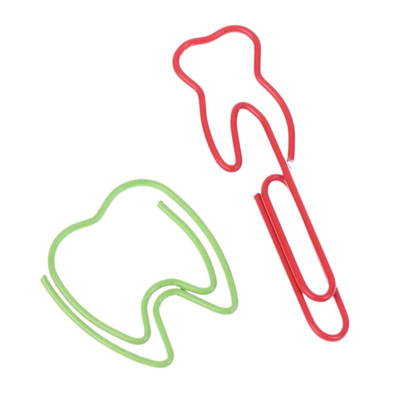 20 шт. Металлические скрепки в форме зуба, симпатичные цветные скрепки, закладки, памятки, зажимы для билетов, подарок стоматологу, канцелярские принадлежности для клиники