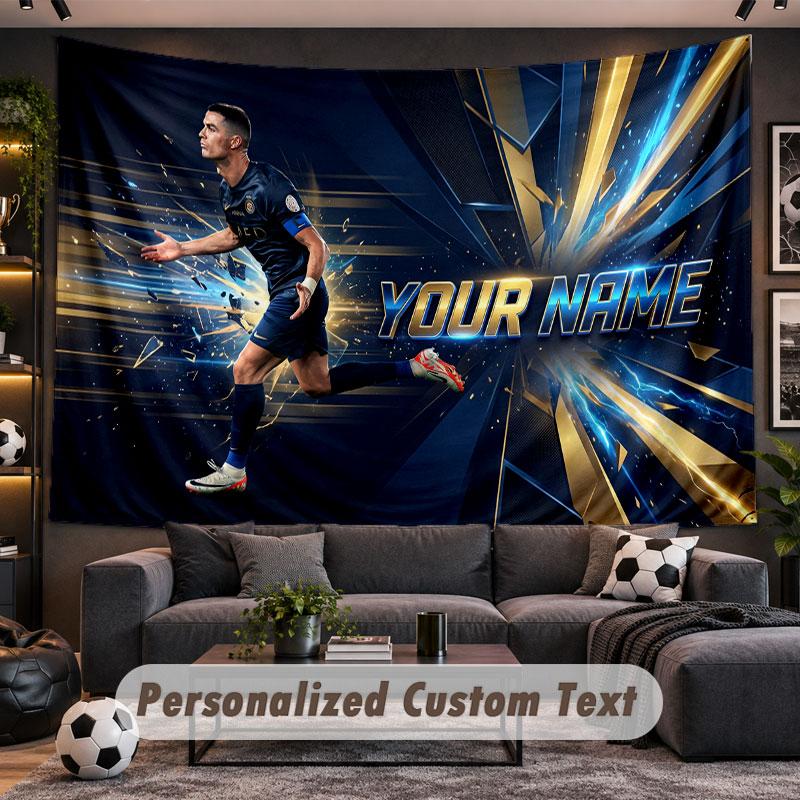 Wall Hanging Tapestry Custom NameCristiano Ronaldo Pattern Personalized Printed Fabric Wall Decor