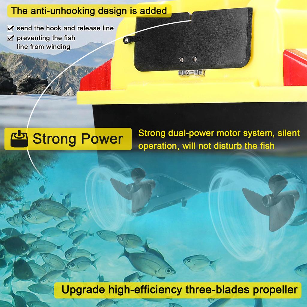 GPS Fishing Bait Boat 500m Remote Control Bait Boat Dual Motor Fish Finder 2KG Loading Support