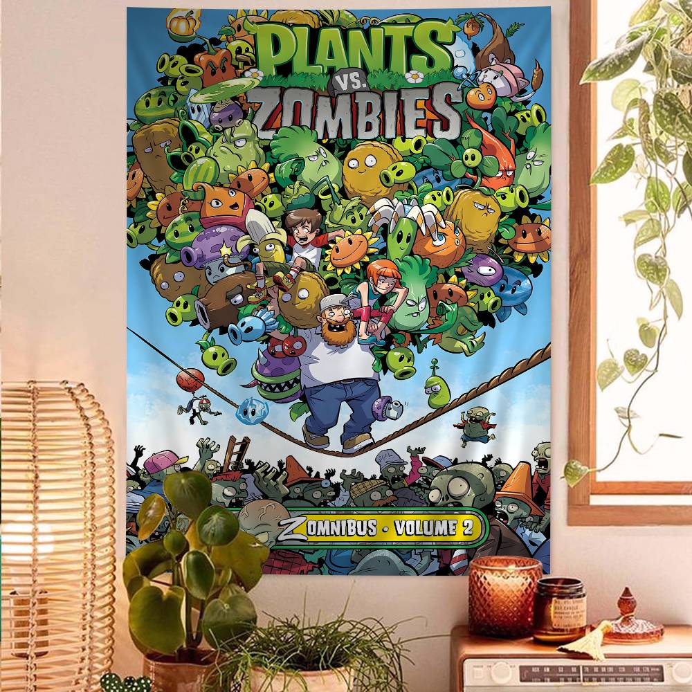 Classic Game PPlants Vs ZZombies Tapestry Wall Hanging Cheap Hippie Wall Hanging Bohemian Wall Tapestries