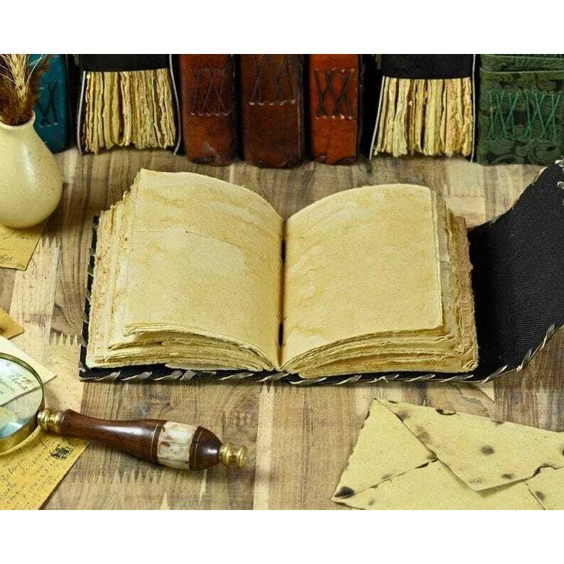 Большой винтажный гримуар с лисой, толстый журнал, пустая книга заклинаний, кожаный журнал ручной работы