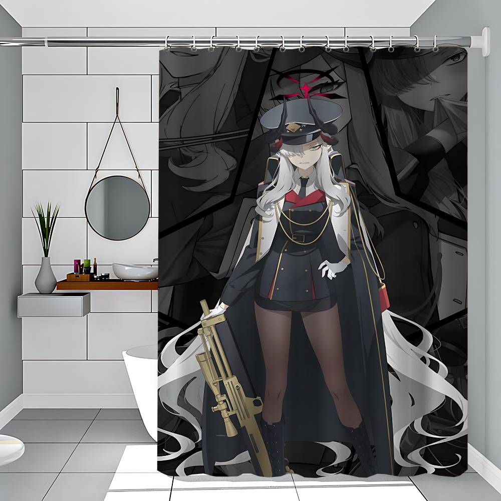 Game N-Nikke Waterproof Polyester Shower Curtain Waterproof Bathroom Curtain Liners 90X180Cm With 12 Hooks